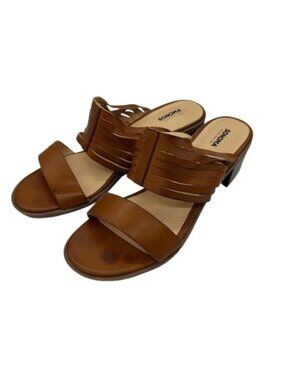 SONOMA Brown Heeled Slide Sandals Women’s Size 9.5M Cognac Faux Leather